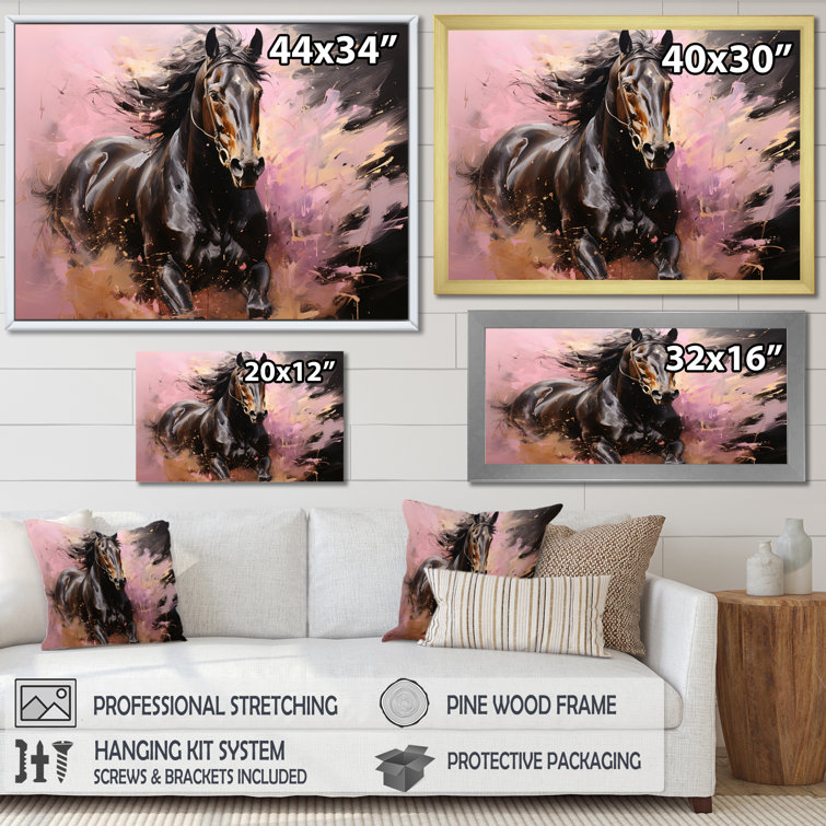 Pink Brown Horse Vibrant Pink Equine II Framed On Canvas Print